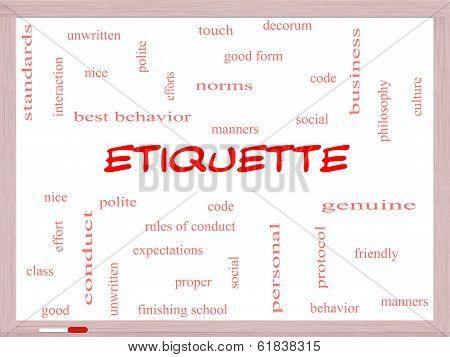 Etiquette Word Cloud Concept On A Whiteboard