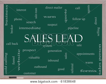 Sales Lead Word Cloud Concept On A Blackboard