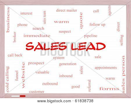 Sales Lead Word Cloud Concept On A Whiteboard