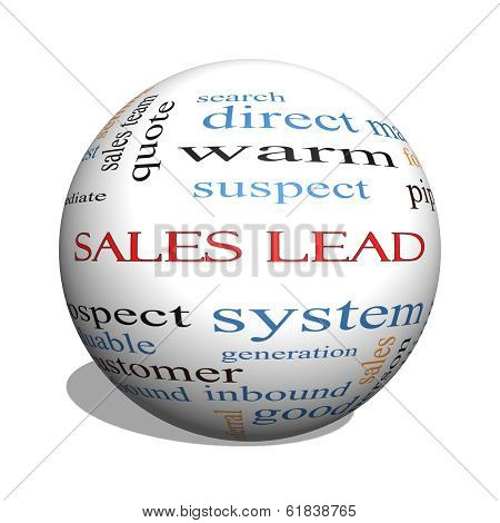 Sales Lead 3D Sphere Word Cloud Concept
