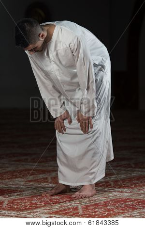 Muslim Man Is Praying In The Mosque