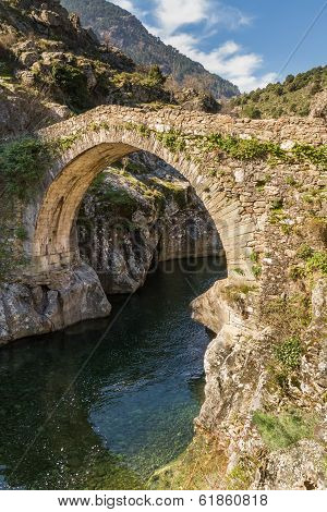 Genoese Bridge At Asco In Corsica