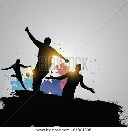 Grunge Soccer Players Celebrating