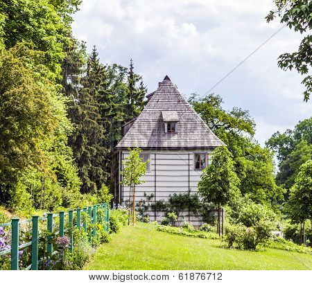 WEIMAR, GERMANY - AUG 7, 2013: Goethe's Garden House at Park an der Ilm in Weimar Germany