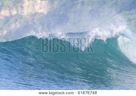 perfect surfing wave in Indonesia.