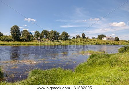 Summer Landscape With River Msta In Novgorod Region Russia
