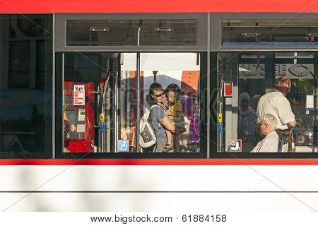 People In A Public Bus In Erfurt, Germany.