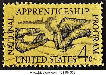 USA - CIRCA 1962: A stamp printed in the USA shows National Apprenticeship Program circa 1962
