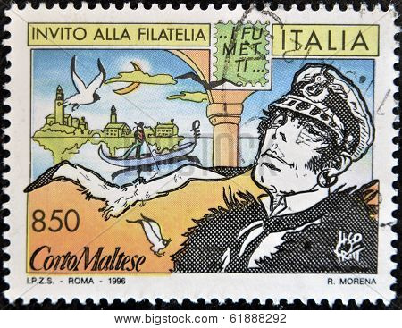 ITALY - CIRCA 1996: A stamp printed in Italy shows Corto Maltese circa 1996