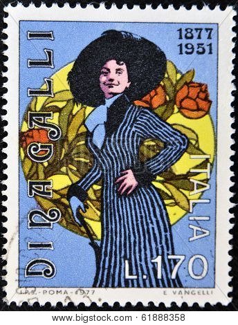 ITALY - CIRCA 1977: A stamp printed in Italy shows Dina Galli