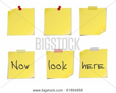 Yellow Post It Notes Isolated On White Background.