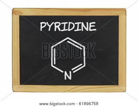 chemical formula of pyridine on a blackboard
