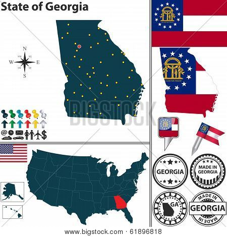 Map Of State Georgia, Usa
