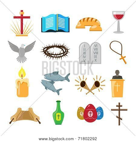 Christianity icons set