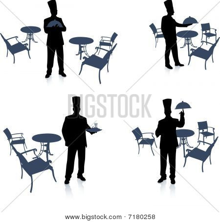 Silhouette de chef au café