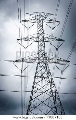 High-voltage Tower Sky Background.