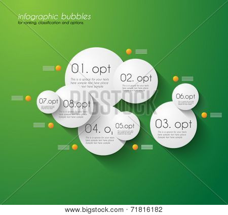 Infographic design template with paper tags. Idea to display information, ranking and statistics with orginal and modern style.
