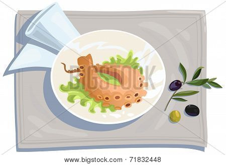 Grilled octopus and olives