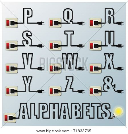 Alphabets Character Letter Electric Wire Line