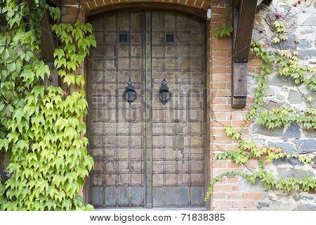Old Door In A Stone Wall