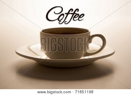 Glass Cup And Title Coffee