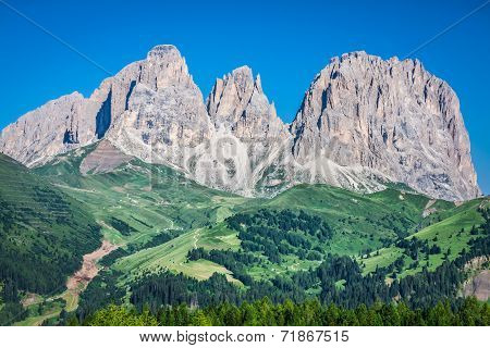 Sass Pordoi South Face (2952 M) In Gruppo Del Sella, Dolomites Mountains In Alps