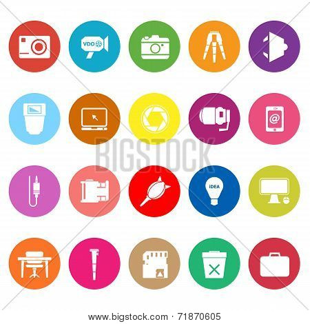 Photography Related Item Flat Icons On White Background