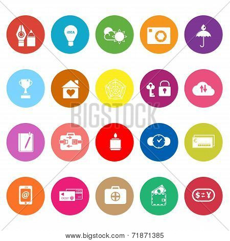 Insurance Sign Flat Icons On White Background