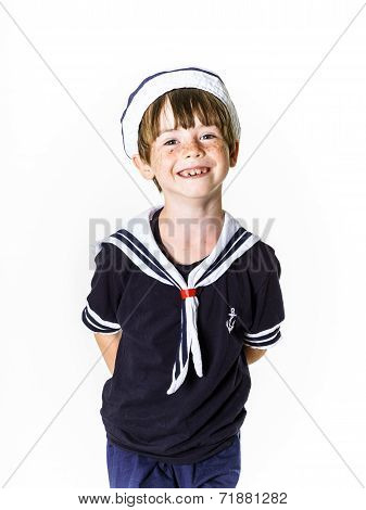 Cute Little Boy Dressed In Sailor Suit