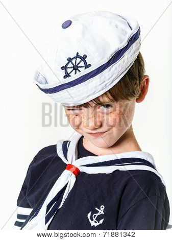Cute Little Boy Dressed In Sailor Suit