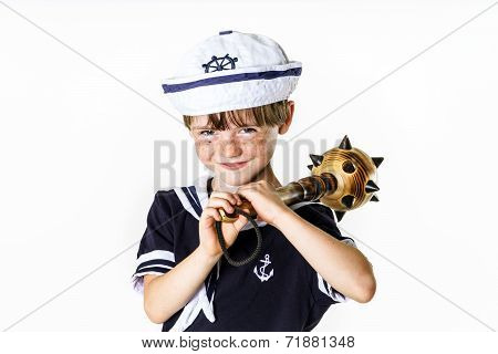 Little Boy Dressed In Sailor Suit