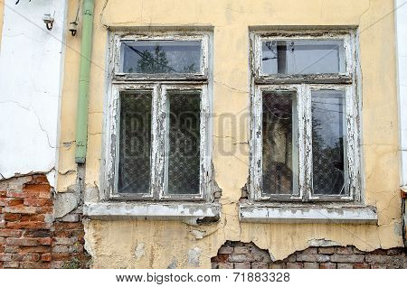 Old Bulgarian Rotting Wooden Window