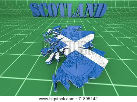 Scotland Map Flag 3D Illustration