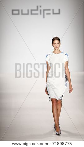 NEW YORK-SEP 8: A model walks the runway at the OUDIFU fashion show during Mercedes-Benz Fashion Week Spring/Summer 2015 at The Salon at Lincoln Center on September 8, 2014 in New York City.