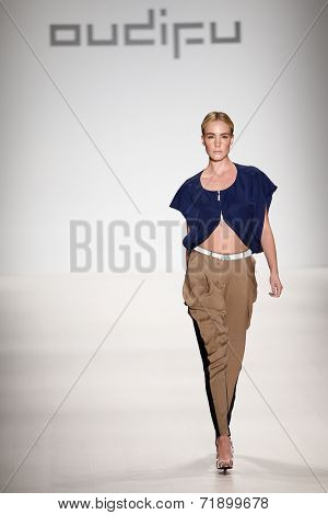 NEW YORK-SEP 8: A model walks the runway at the OUDIFU fashion show during Mercedes-Benz Fashion Week Spring/Summer 2015 at The Salon at Lincoln Center on September 8, 2014 in New York City.