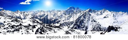 Beautiful View Of Mountains In The Elbrus Area.