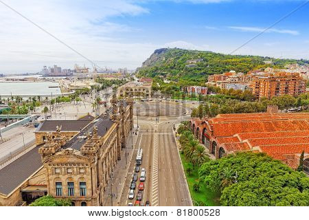 BARCELONA, SPAIN - SEPTEMBER 03: View of the Barcelona panorama above.