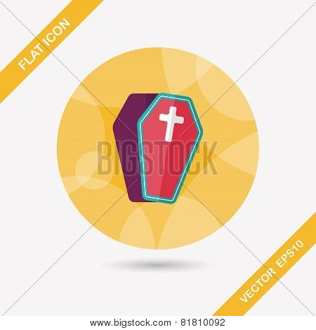 Coffin Flat Icon With Long Shadow,eps10