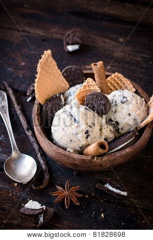 Stracciatella Ice Cream In Bowl