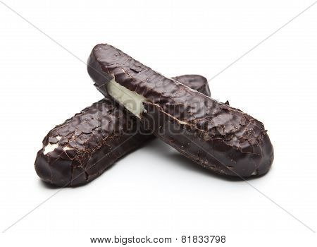 Chocolate Pieces On A White Background