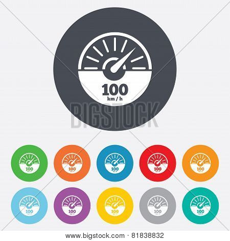 Tachometer sign icon. Revolution-counter symbol.