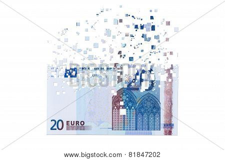20 Euro Banknote Dissolving As A Concept Of Economic Crysis