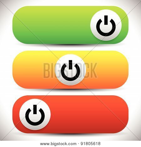 Power Buttons. Icons With Power Symbol. Vector.