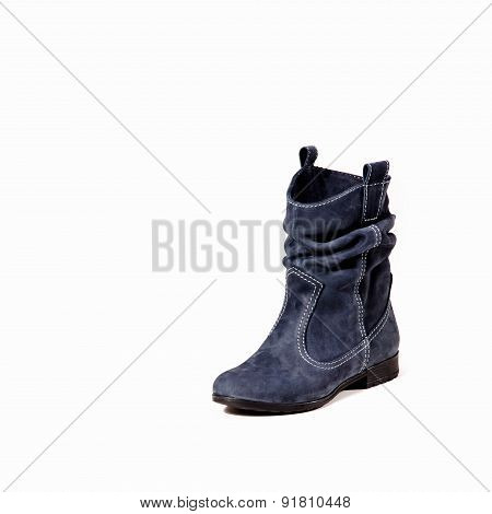 Womens Leather Boots In Black On A White Background