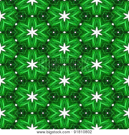 Abstract Green Texture Or Background With White Stars With Christmas Look Made Seamless
