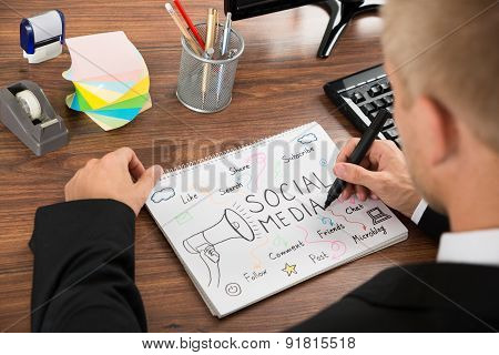 Businessman Drawing Social Media Diagram