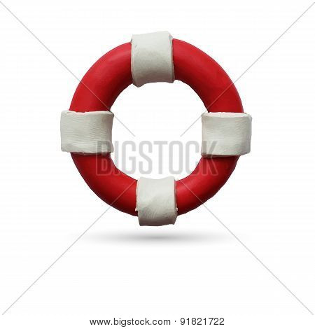 Lifebuoy on white background