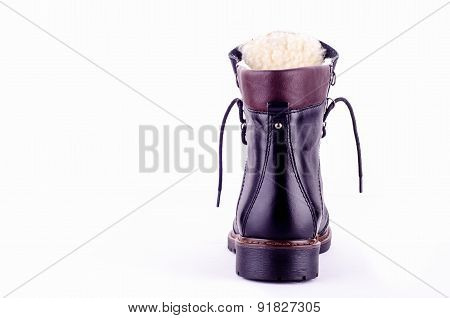 Women's suede boots with red on a white background