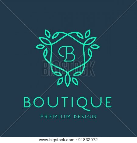 Simple line art monogram logo design