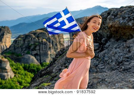 Woman with greek flag